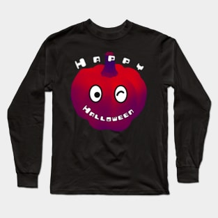 Happy Halloween Cute Red Pumpkin Long Sleeve T-Shirt